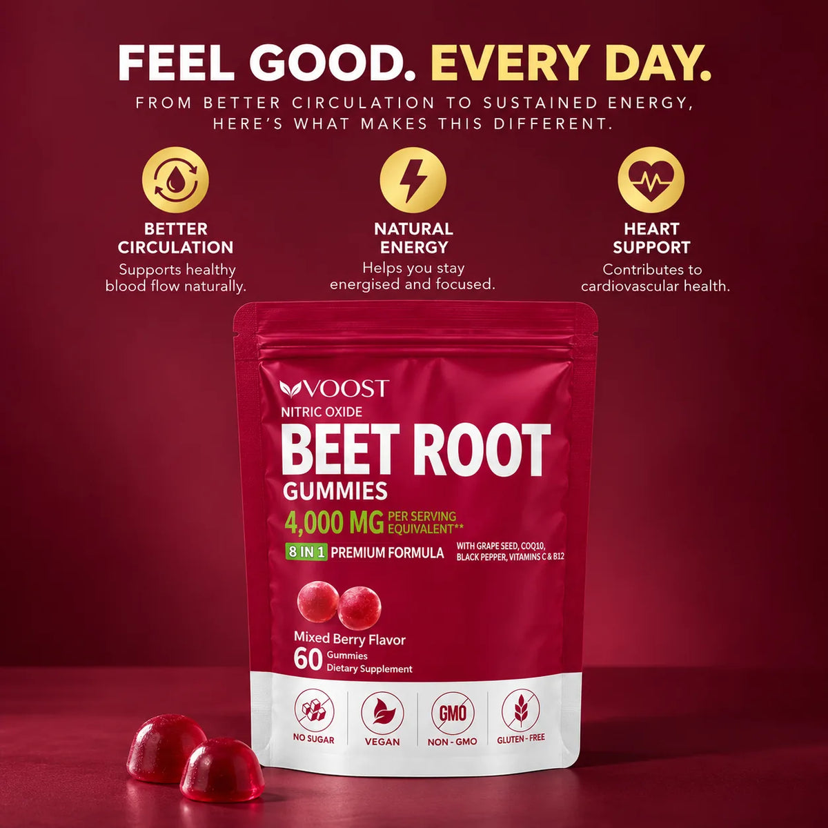 Voost Nitric Oxide Beet Root Gummies